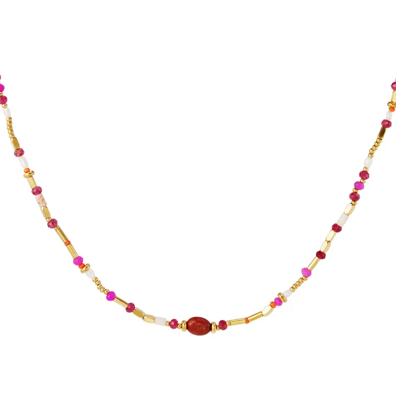 Bijoutheek Ketting Natuur Stenen Bordeaux