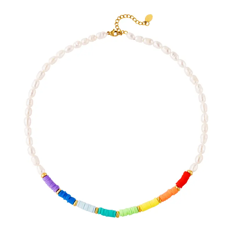 Bijoutheek Ketting Regenboog Parels