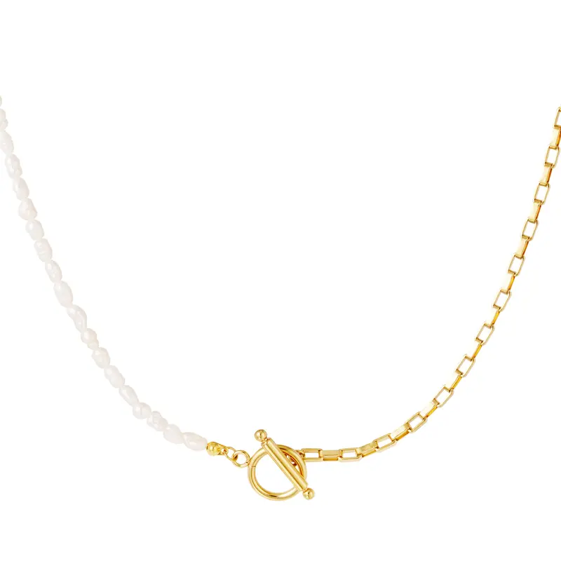 Bijoutheek Ketting Schakels Parels Goud
