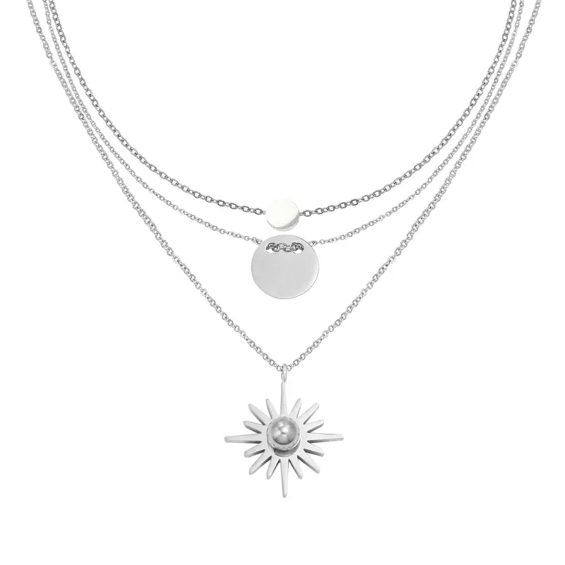 Bijoutheek Ketting triple zon zilver