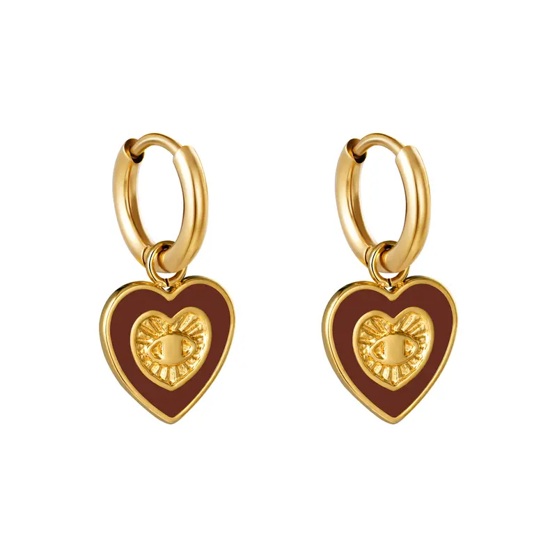 Bijoutheek oorbel hart red/gold