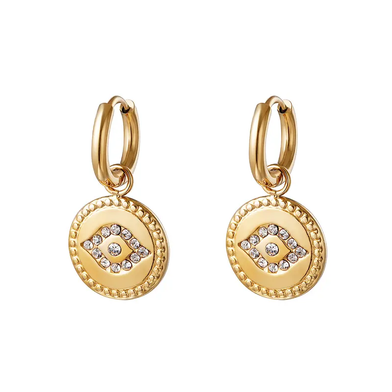 Bijoutheek Oorbel Munt Oog Crystal