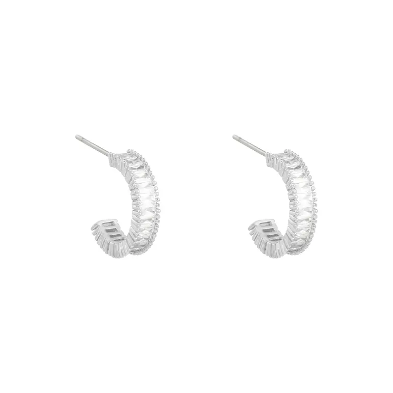 Bijoutheek Oorbel ring crystal zilver