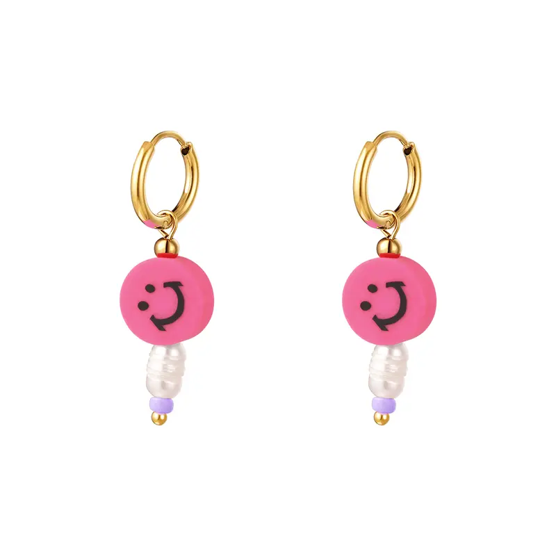 Bijoutheek Oorbel Smiley Parel meerder kleuren Goud