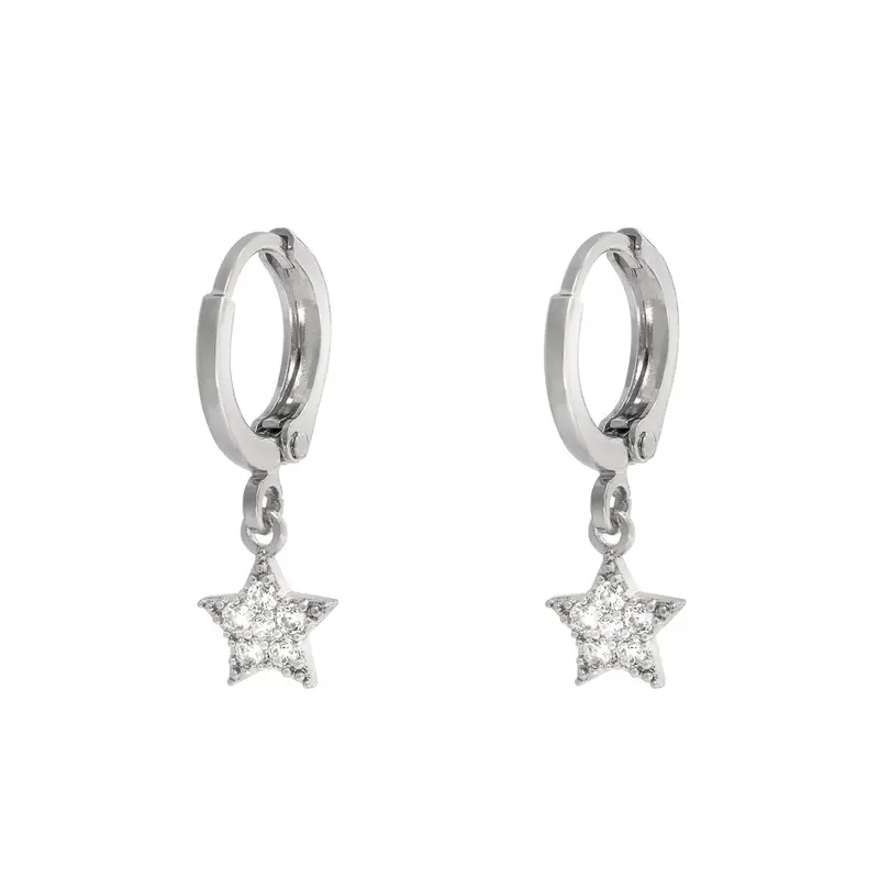 Bijoutheek Oorbel ster crystal zilver