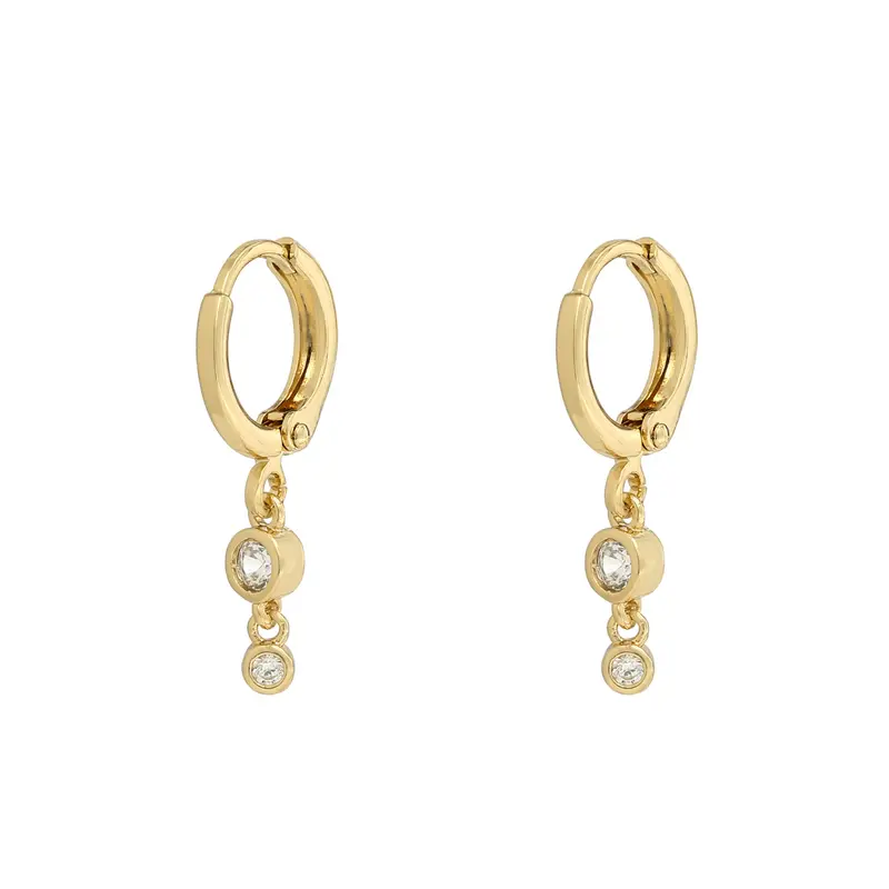 Bijoutheek Oorbel triple strass crystal goud