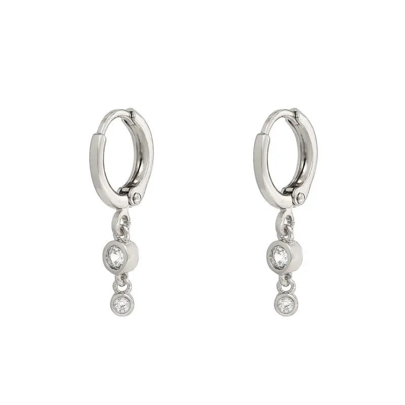 Bijoutheek Oorbel triple strass crystal zilver