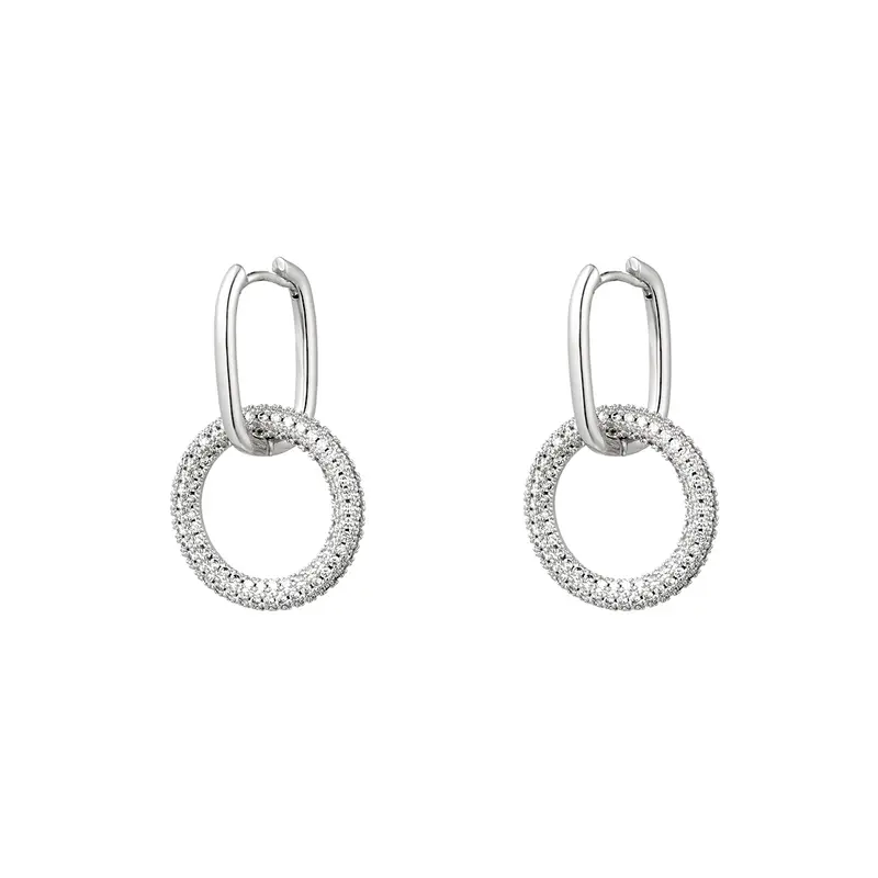 Bijoutheek Oorhanger Hoop met ronde zirkonia