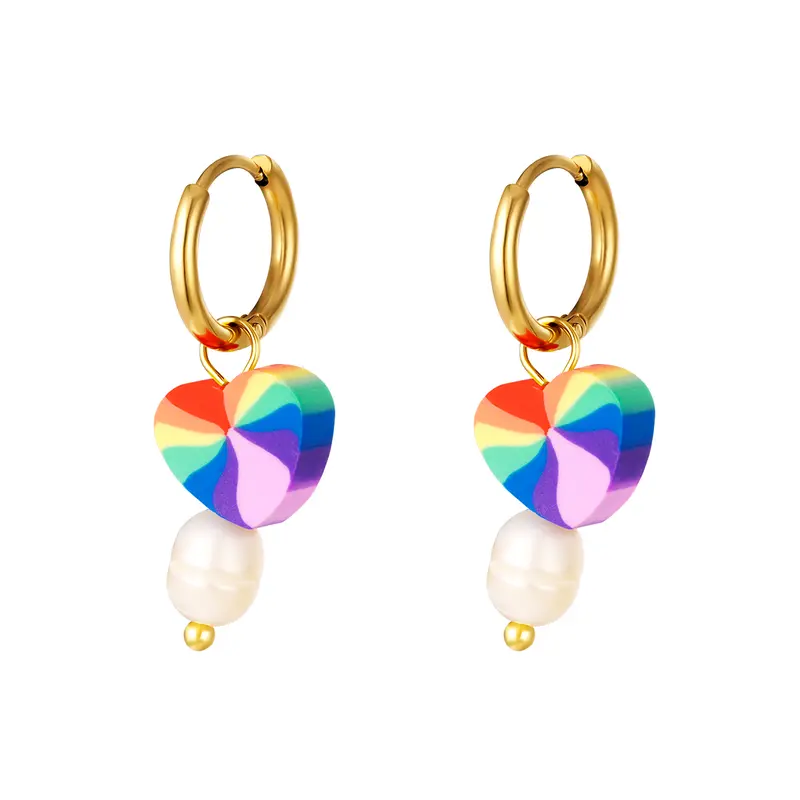 Bijoutheek Oorhanger Regenboog Hart Parel