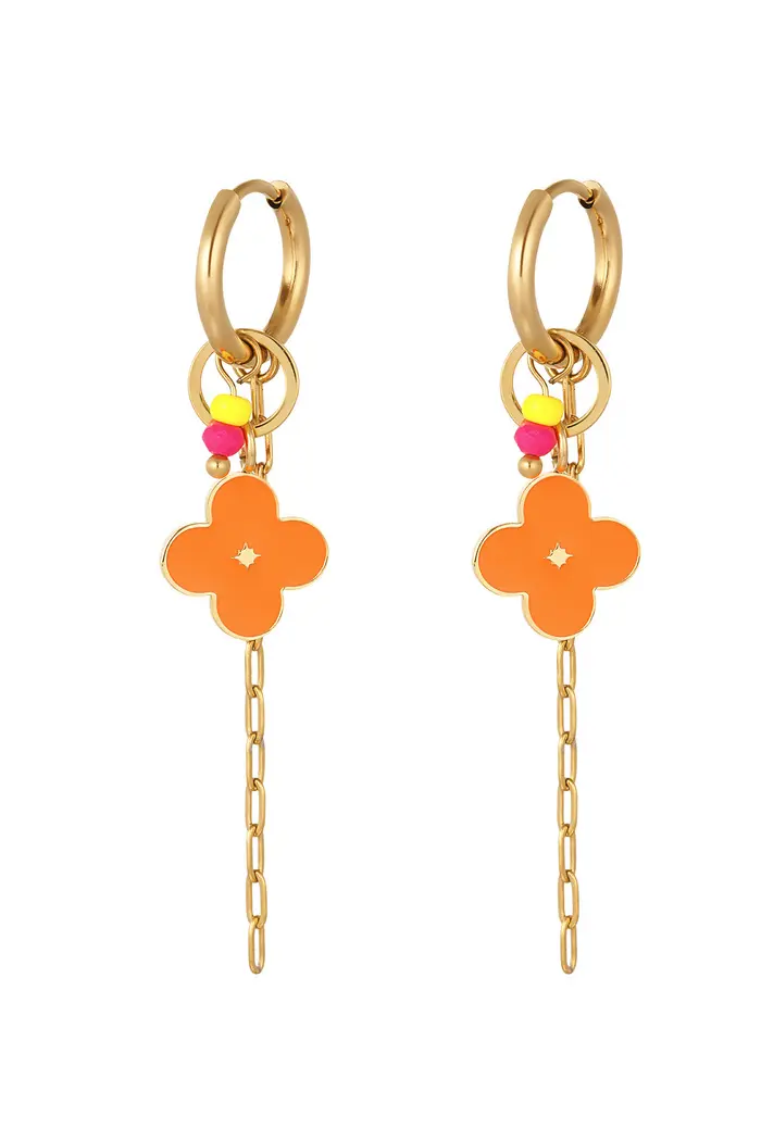 Bijoutheek Oorhangers Gekleurde Klaver Ketting