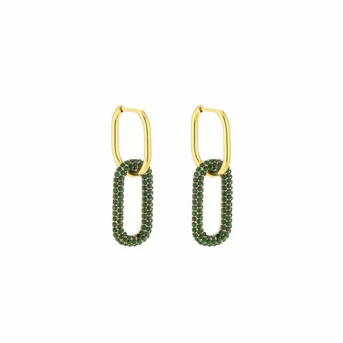 Bijoutheek Oorhangers hoop groene stenen Groen