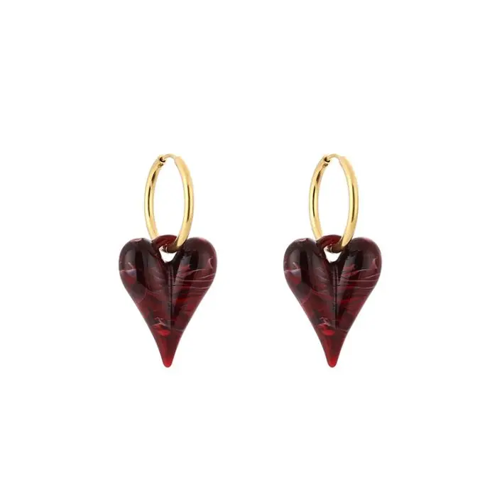 Bijoutheek Oorhangers Resin Hart