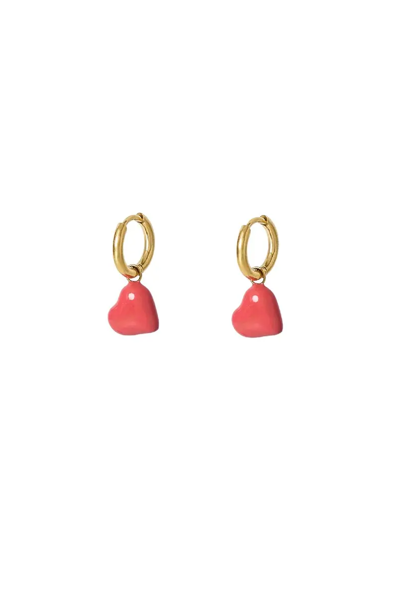 Bijoutheek Oorhangers Rood Hart Enamel
