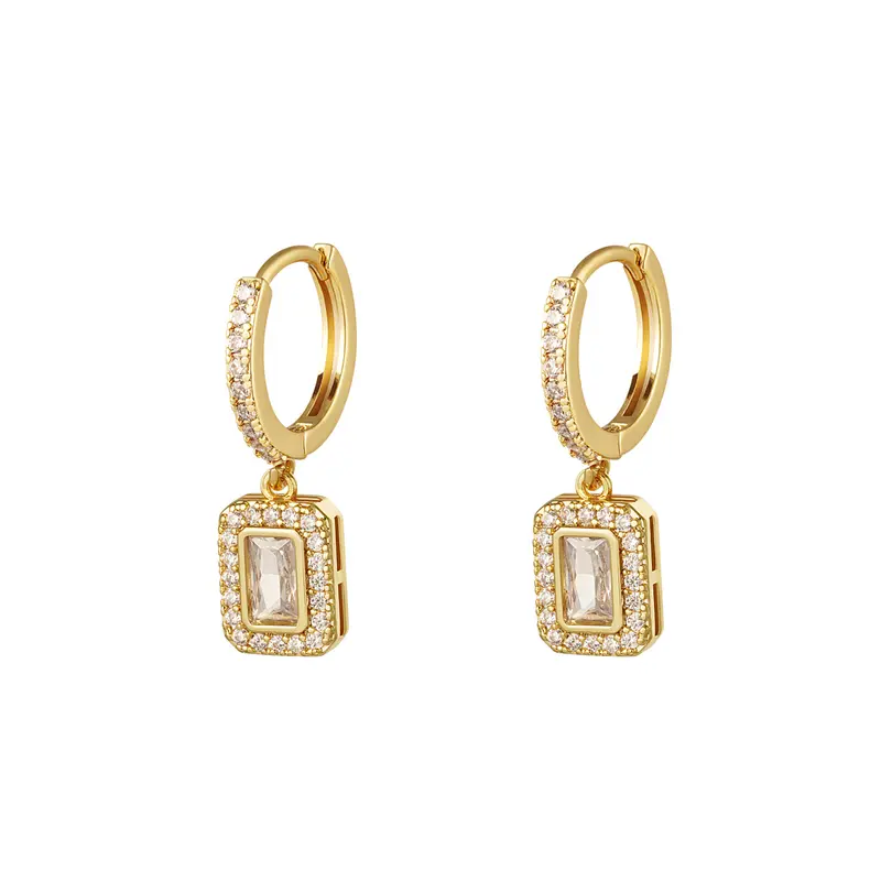 Bijoutheek Oorhangers Vierkant zirkonia - Sparkle collectie