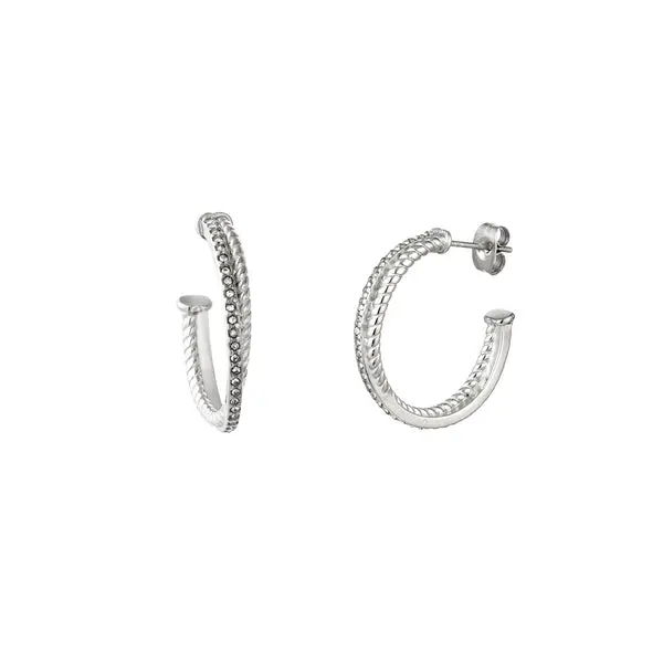 Bijoutheek Oorknop Kruisende Ringen Wit Strass