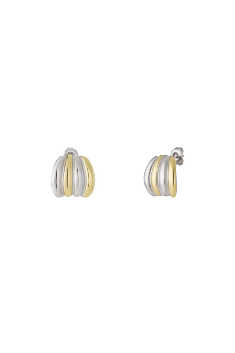 Bijoutheek Oorknoppen Bicolor Goud Zilver Fusion