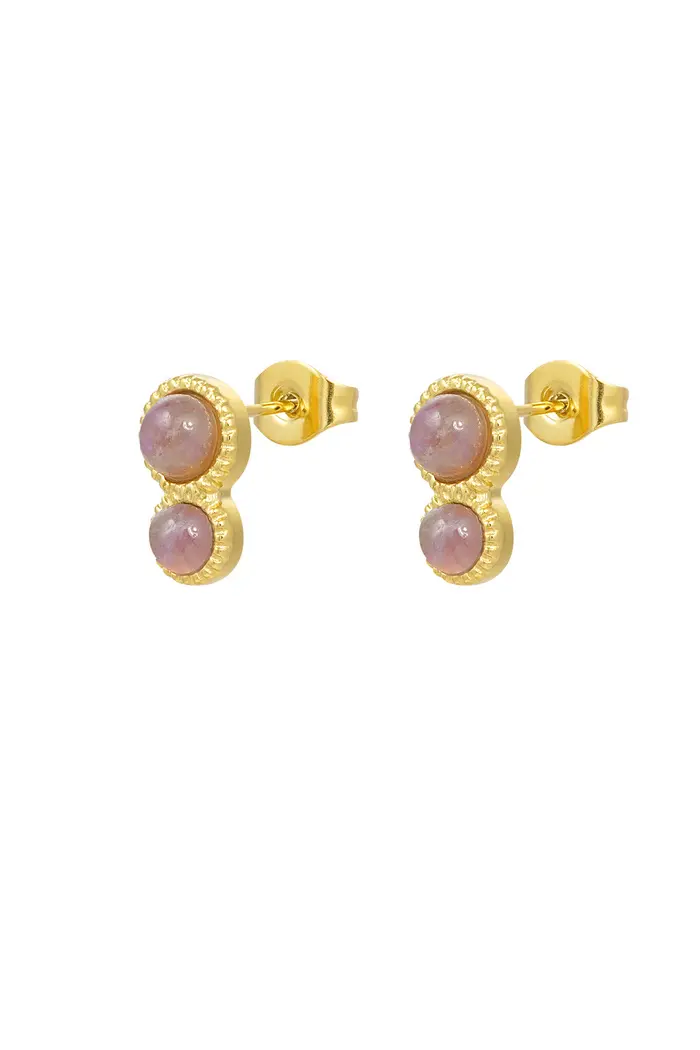 Bijoutheek Oorknoppen Double Dots Natural Stone