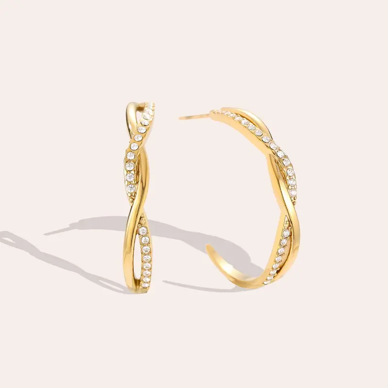 Bijoutheek Oorknoppen Halve Hoop Twist Steentjes