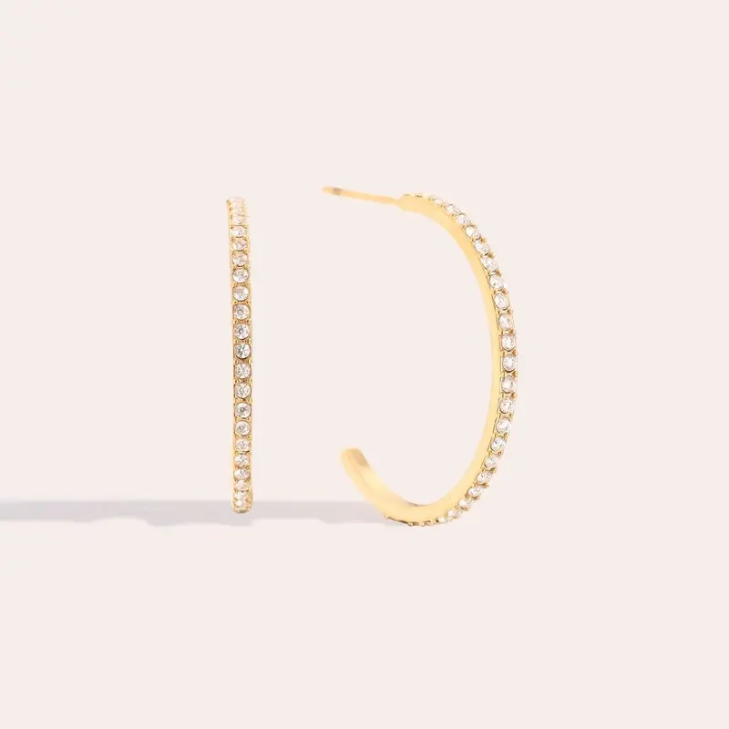 Bijoutheek Oorknoppen Halve Hoop Zirconia Steentjes Fijn