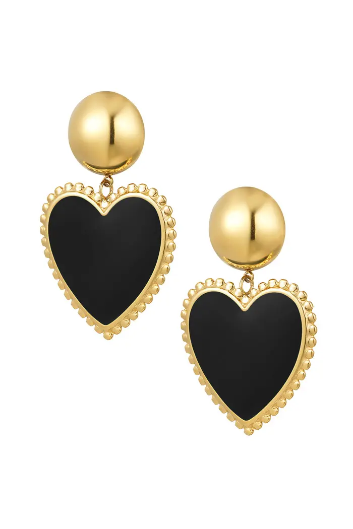 Bijoutheek Oorknoppen hart emaille goud