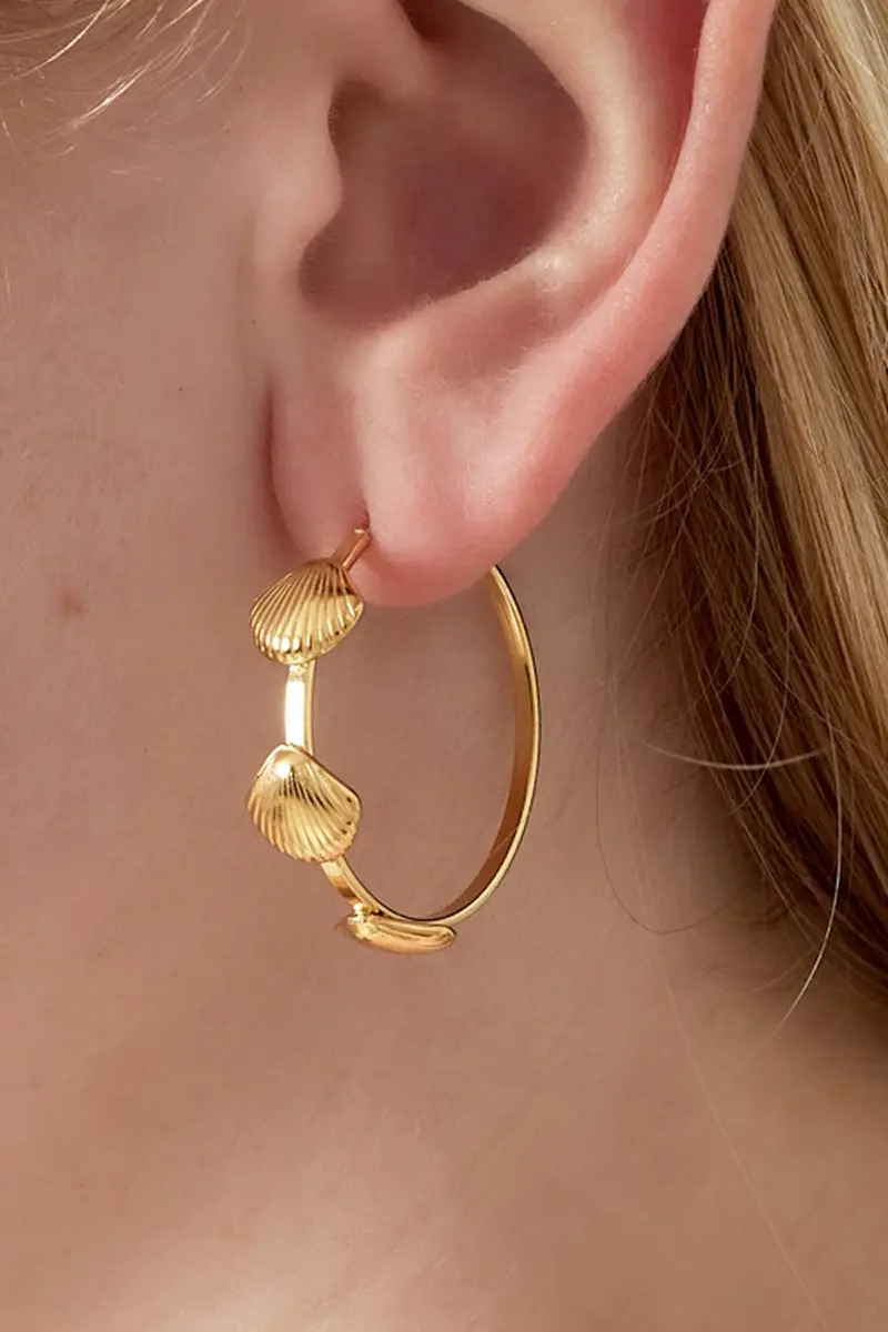Bijoutheek Oorknoppen Open Hoop Schelpen