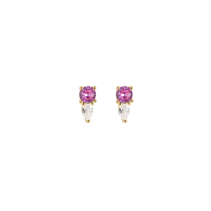 Bijoutheek Oorknoppen Tiny Rond Driehoek Fuchsia