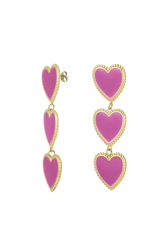 Bijoutheek Oorknoppen Triple Heart Enamel