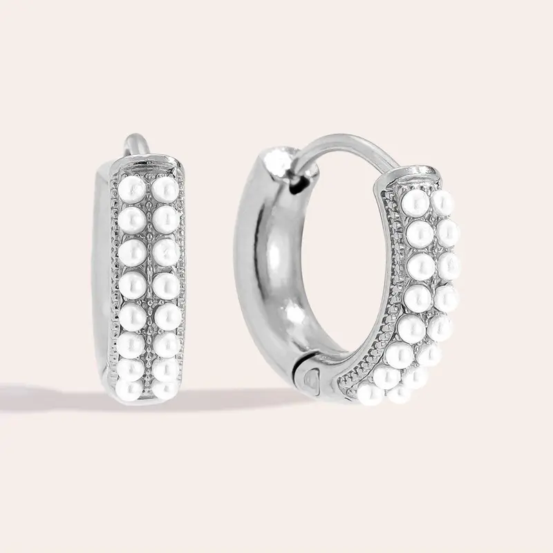 Bijoutheek Oorringen Hoop Fijne Parel Dots
