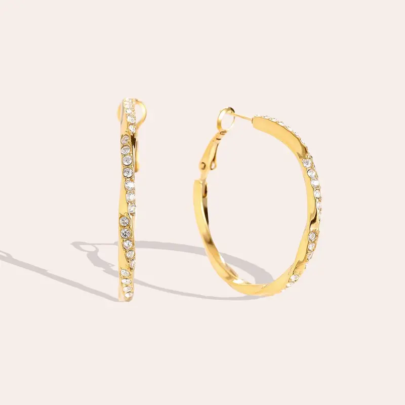 Bijoutheek Oorringen Hoop Twist Steentjes