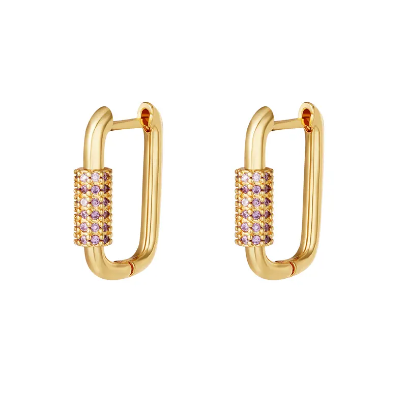 Bijoutheek Oorringen Oorring Oval Purple Zirkonia