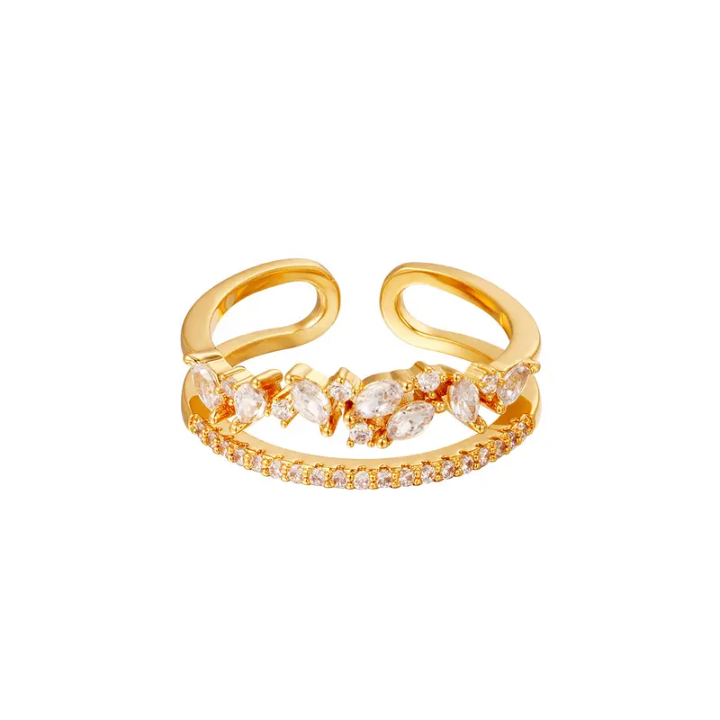 Bijoutheek Ring Dubbel Zirkonia Stenen (One Size)