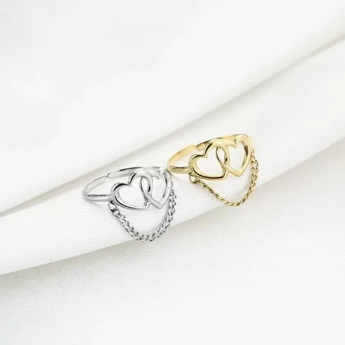 Bijoutheek Ring (Sieraad) 2 Hartjes En Ketting