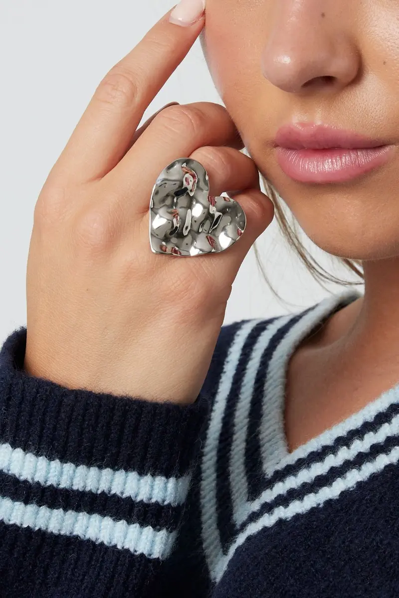 Bijoutheek Ring (Sieraad) Statement Hart Golvend