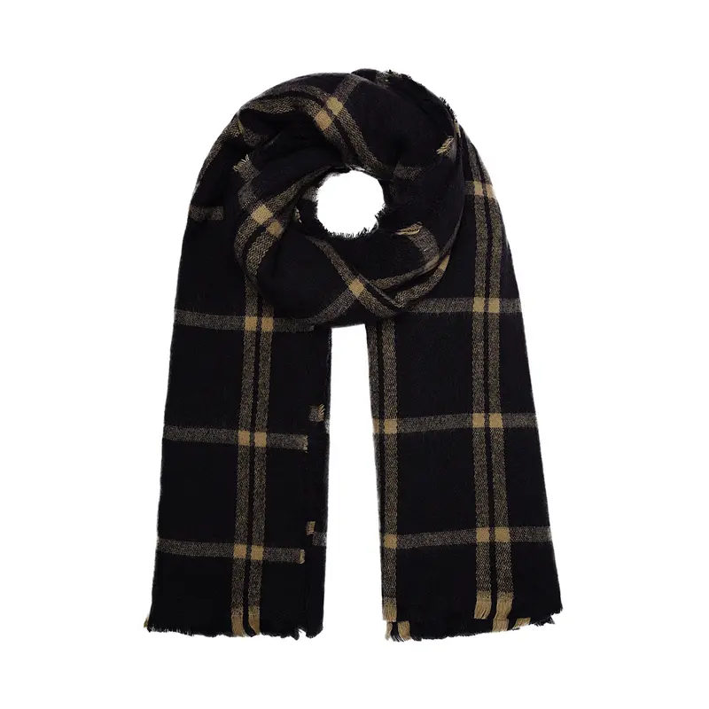 Bijoutheek Sjaal (Fashion) Geblokt patroon winter (72x200cm) Beige