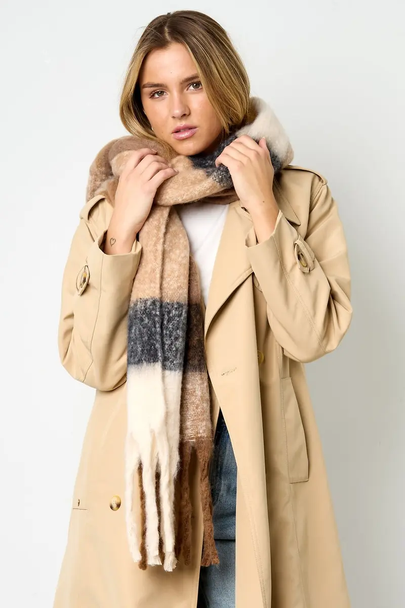 Bijoutheek Sjaal (Fashion) Geblokt Winter Franjes