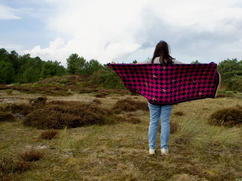 Bijoutheek Sjaal (Fashion) Pied-de-poule patroon (190 x 70cm)