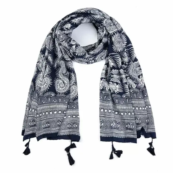 Bijoutheek Sjaal (Fashion) Tassels blauw (180 x 90cm)