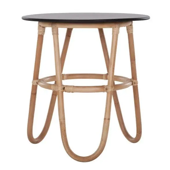 Bijzettafel Buenavista Rotan Zwart Ø50cm MUST Living