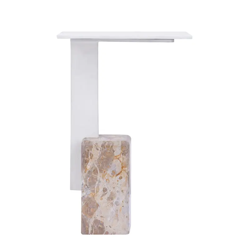 Bijzettafel Ebe Beige Marmer Rechthoekig PTMD