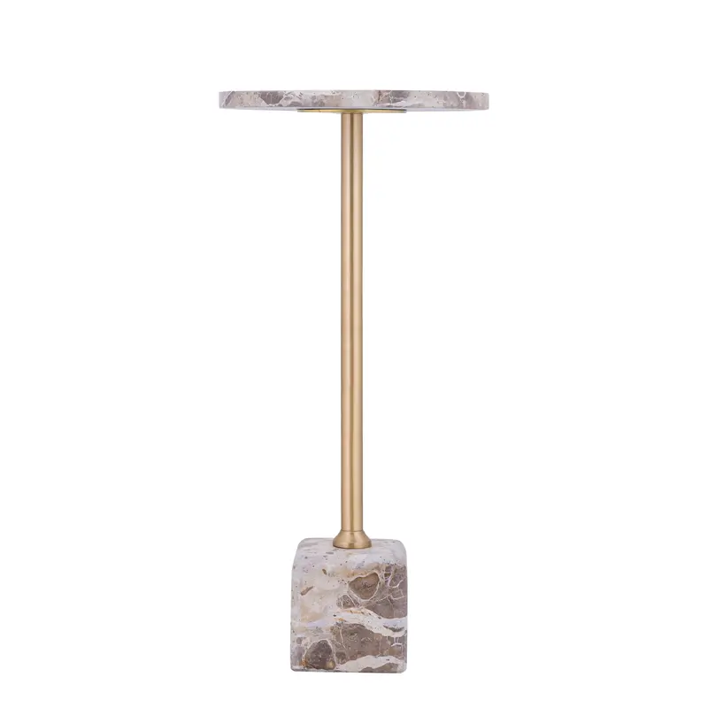 Bijzettafel Ebe Beige Marmer Rond Hoog PTMD