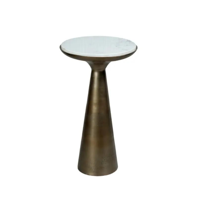 Bijzettafel Essy Marmer Wit Poot Goud 38cm Starfurn