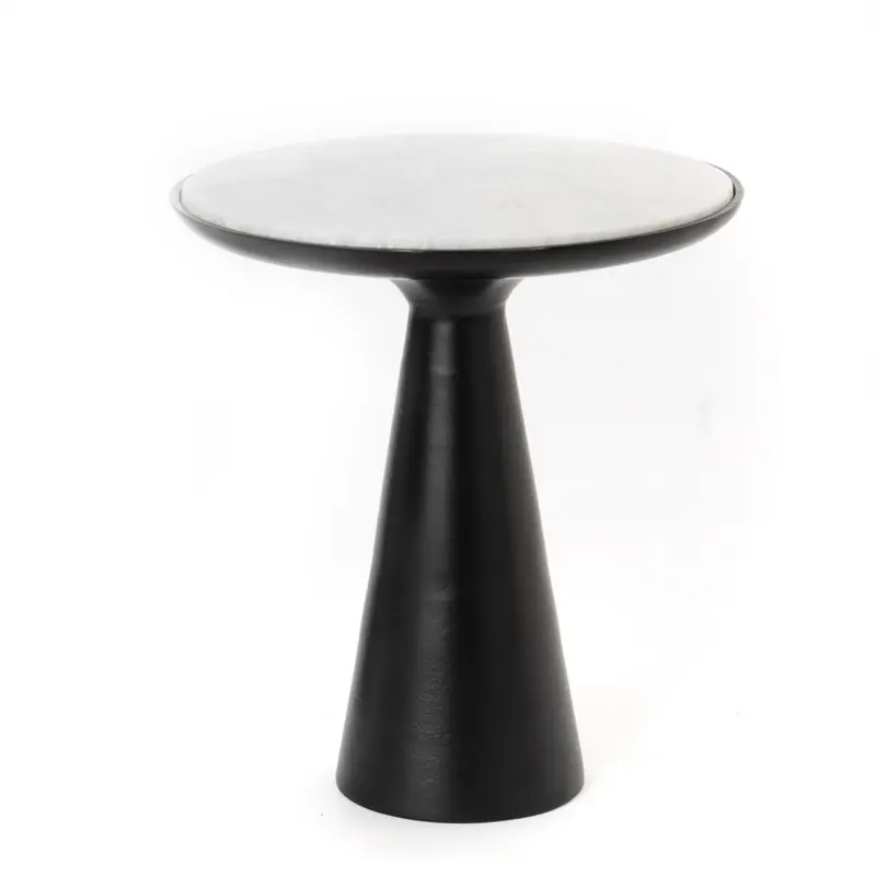 Bijzettafel Essy Marmer Wit Poot Zwart 38cm Starfurn