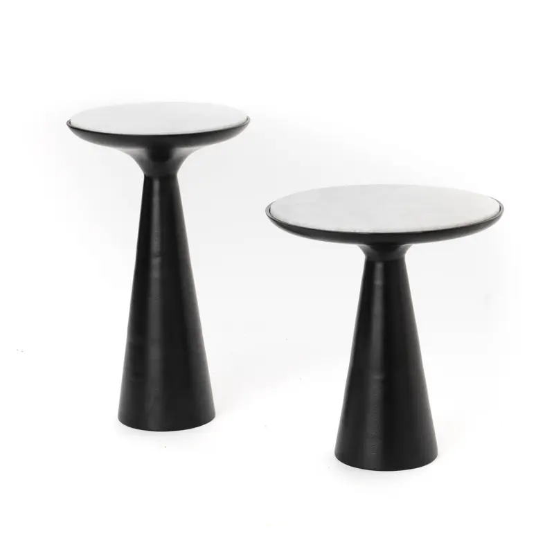 Bijzettafel Essy Marmer Wit Poot Zwart 45cm Starfurn