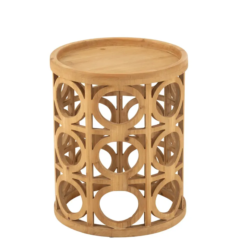 Bijzettafel Gekerfd Sparhout/Mdf Naturel J-Line