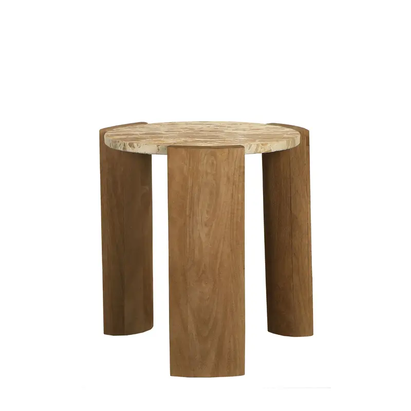 Bijzettafel Javina Naturel Marmer Ø52cm PTMD