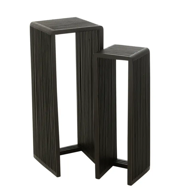 Bijzettafel kubus Gerecycleerd Teak Zwart Set van 2 J-Line