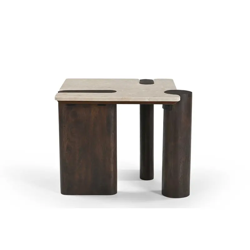 Bijzettafel Maeve Mangohout Marmer Bruin 57cm Starfurn