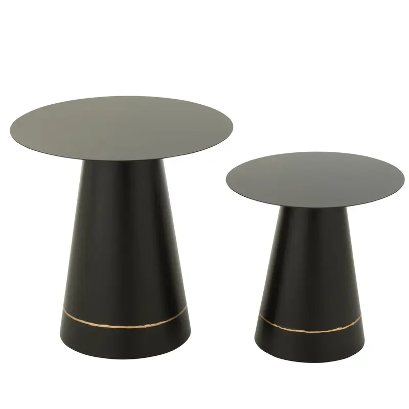 Bijzettafel Metaal Zwart/Goudkleurig Set van 2 J-Line