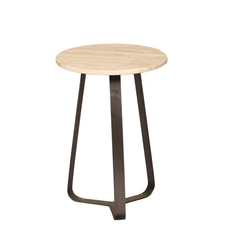 Bijzettafel Micka Zwart Travertine Rond Small PTMD