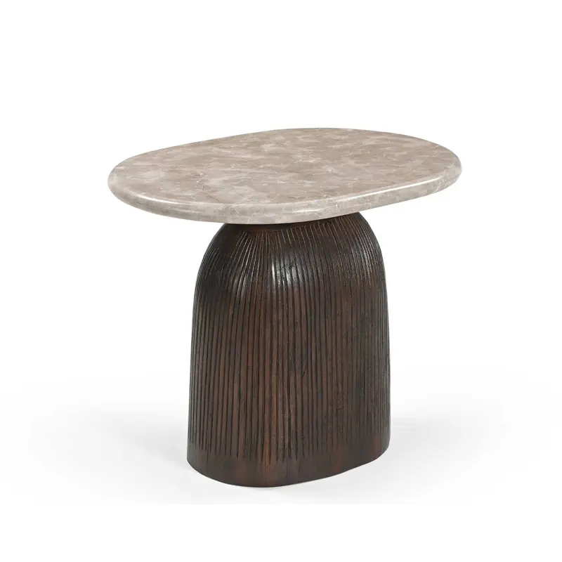 Bijzettafel Noel Mangohout Marmer Bruin 60cm Starfurn